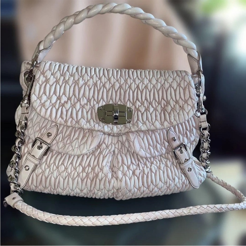 Miu Miu White Quilted Shoulder Bag
